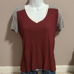 Short Sleeve Tee Essentials by Full Tilt in Maroon and Gray
